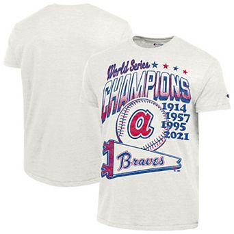 Men's Champion White Atlanta Braves Winning Tradition Cooperstown Tri-Blend T-Shirt