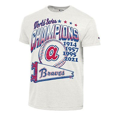 Men's Champion White Atlanta Braves Winning Tradition Cooperstown Tri-Blend T-Shirt