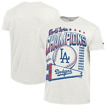 Men's Champion White Los Angeles Dodgers Winning Tradition Cooperstown Tri-Blend T-Shirt