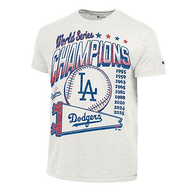 Men's Champion White Los Angeles Dodgers Winning Tradition Cooperstown Tri-Blend T-Shirt