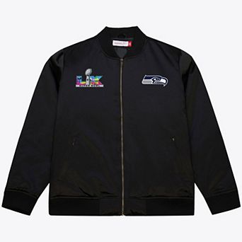 Men's Mitchell & Ness Black Seattle Seahawks Super Bowl LX Champions Full-Zip Bomber Jacket