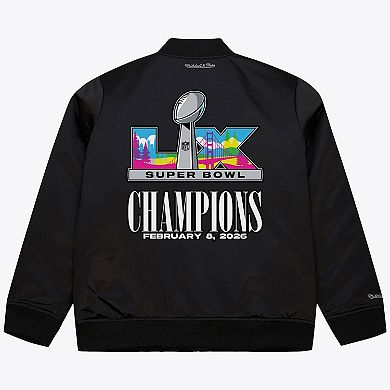 Men's Mitchell & Ness Black Seattle Seahawks Super Bowl LX Champions Full-Zip Bomber Jacket