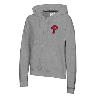Women's Champion Heather Gray Philadelphia Phillies Powerblend Fleece Full-Zip Hoodie