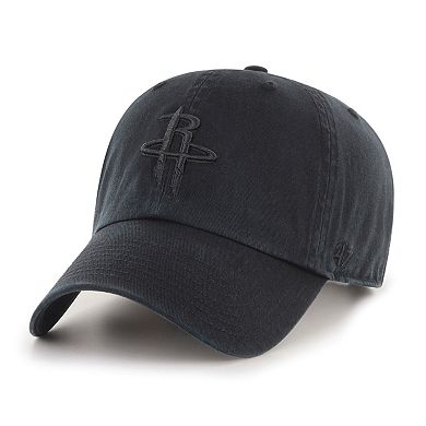 Men's '47 Houston Rockets Black on Black Clean Up Adjustable Hat