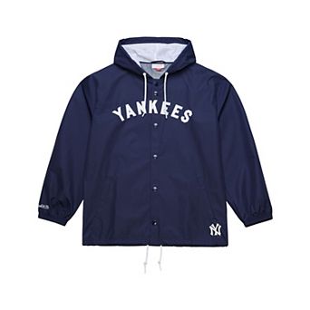 Men's Mitchell & Ness Navy New York Yankees Full-Snap Hooded Coaches Jacket