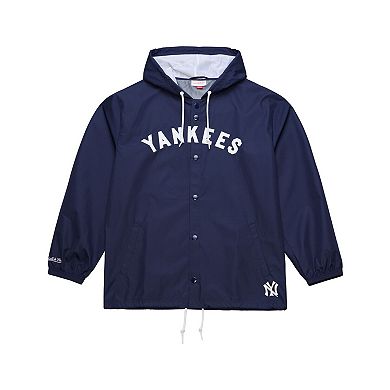 Men's Mitchell & Ness Navy New York Yankees Full-Snap Hooded Coaches Jacket