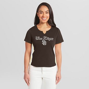 Women's WEAR by Erin Andrews Brown San Diego Padres Notch Neck T-Shirt