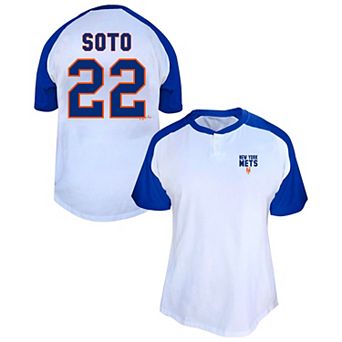 Women's Profile Juan Soto White New York Mets Plus Size Name & Number Raglan Henley T-Shirt