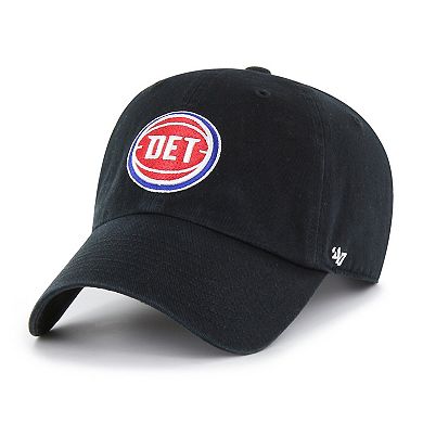 Men's '47 Black Detroit Pistons Core Logo Clean Up Adjustable Hat