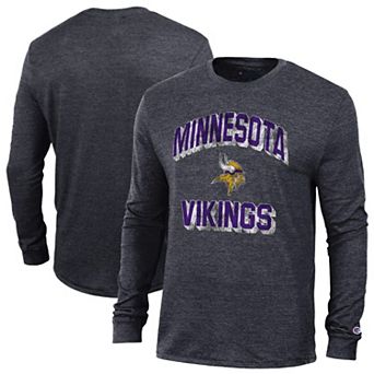 Men's Champion Heather Black Minnesota Vikings Ultimate Tri-Blend Long Sleeve T-Shirt