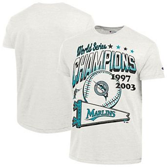 Men's Champion White Miami Marlins Winning Tradition Cooperstown Tri-Blend T-Shirt