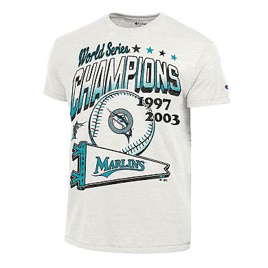 Men's Champion White Miami Marlins Winning Tradition Cooperstown Tri-Blend T-Shirt