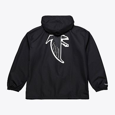 Men's Mitchell & Ness Black Atlanta Falcons Coaches Full-Snap Hooded Windbreaker Jacket