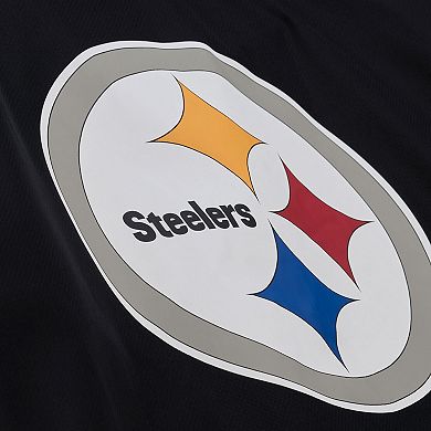 Men's Mitchell & Ness Black Pittsburgh Steelers Coaches Full-Snap Hooded Windbreaker Jacket