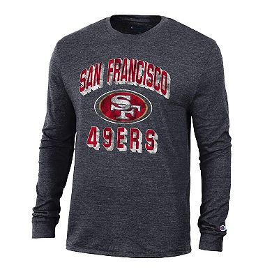 Men's Champion Heather Black San Francisco 49ers Ultimate Tri-Blend Long Sleeve T-Shirt