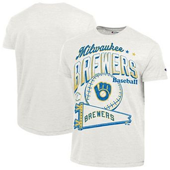 Men's Champion White Milwaukee Brewers Winning Tradition Cooperstown Tri-Blend T-Shirt
