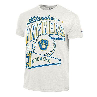 Men's Champion White Milwaukee Brewers Winning Tradition Cooperstown Tri-Blend T-Shirt