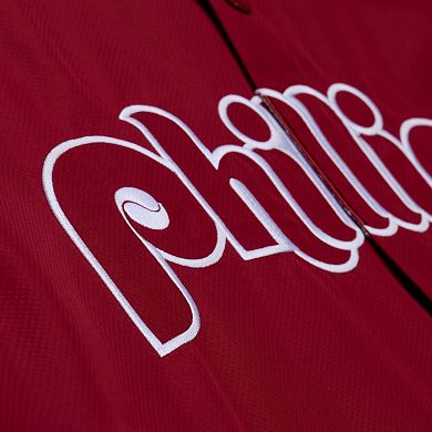 Men's Mitchell & Ness Red Philadelphia Phillies Full-Snap Hooded Coaches Jacket