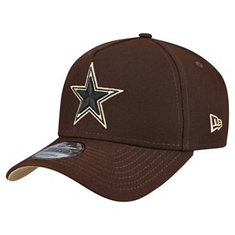 Men's New Era Dark Brown Dallas Cowboys Burnt Wood A-Frame 9FORTY Adjustable Hat