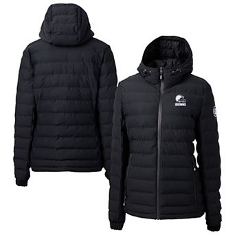 Women's Cutter & Buck Black Cleveland Browns Mission Ridge Repreve® Eco Insulated Full-Zip Hooded Puffer Jacket
