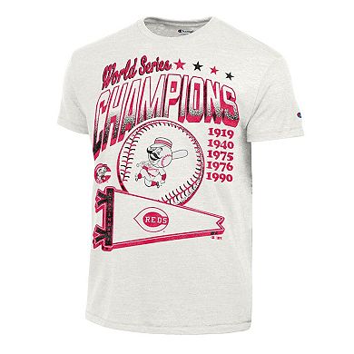 Men's Champion White Cincinnati Reds Winning Tradition Cooperstown Tri-Blend T-Shirt