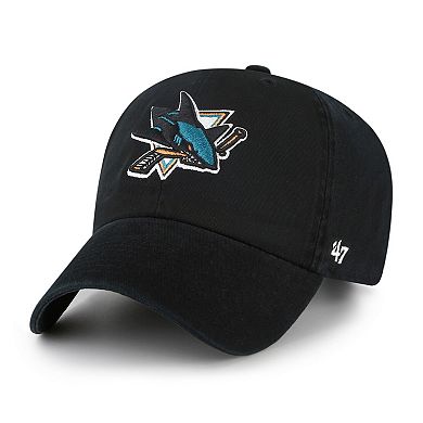 Men's '47 Black San Jose Sharks Logo Clean Up Adjustable Hat