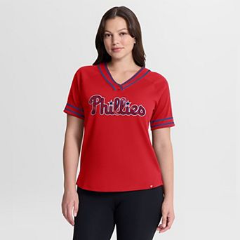 Women's Fanatics Red Philadelphia Phillies Diva Race Ahead Raglan V-Neck T-Shirt