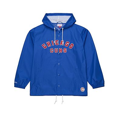 Men's Mitchell & Ness Royal Chicago Cubs Full-Snap Hooded Coaches Jacket