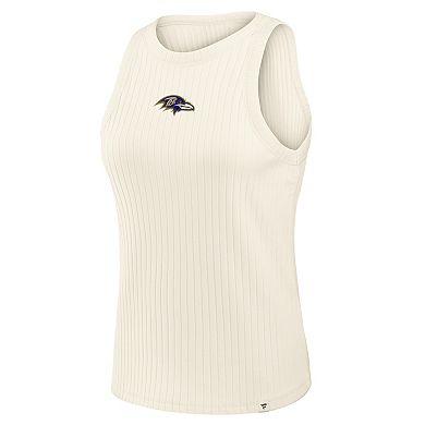 Women's Fanatics Cream Baltimore Ravens Star Play Tri-Blend Ribbed Tank Top