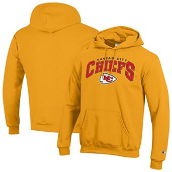 Men's Champion Gold Kansas City Chiefs Powerblend Arch over Logo Hoodie
