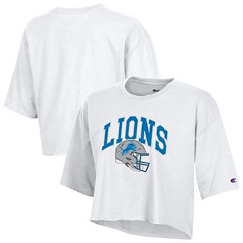 Women's Champion White Detroit Lions Boyfriend Cropped T-Shirt
