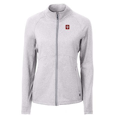 Women's Cutter & Buck Heather Gray Indiana Hoosiers Adapt Eco Knit Heather Recycled Full-Zip Jacket