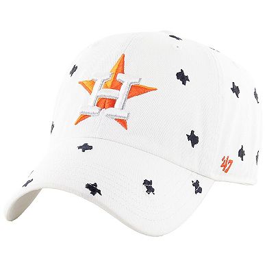 Women's '47 White Houston Astros Confetti Clean Up Adjustable Hat