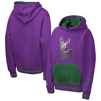 Youth Mitchell & Ness Purple Milwaukee Bucks Playmaker Fashion Fleece Hoodie