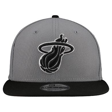 Men's New Era Gray Miami Heat Core Logo Storm Gray Two-Tone 9FIFTY Snapback Hat