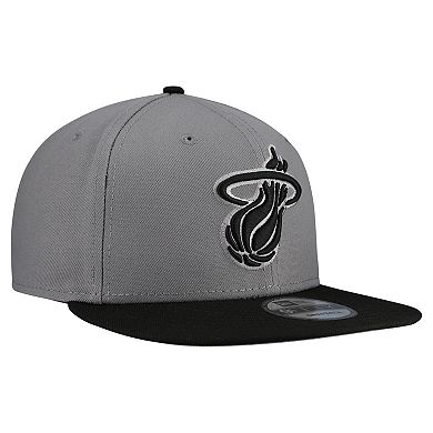 Men's New Era Gray Miami Heat Core Logo Storm Gray Two-Tone 9FIFTY Snapback Hat
