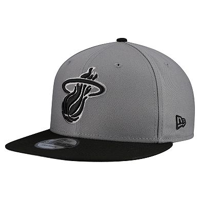 Men's New Era Gray Miami Heat Core Logo Storm Gray Two-Tone 9FIFTY Snapback Hat