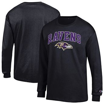 Men's Champion Black Baltimore Ravens Arch Over Logo Long Sleeve T-Shirt