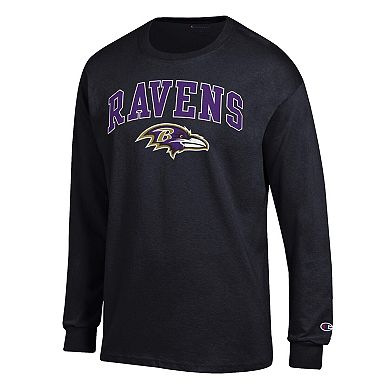 Men's Champion Black Baltimore Ravens Arch Over Logo Long Sleeve T-Shirt