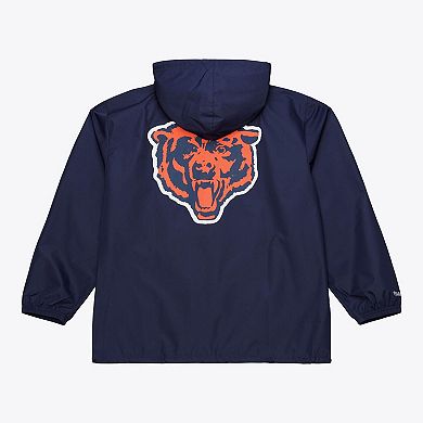 Men's Mitchell & Ness Navy Chicago Bears Coaches Full-Snap Hooded Windbreaker Jacket