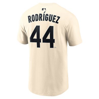 Men's Nike Julio Rodr _guez Natural Seattle Mariners Name & Number T-Shirt
