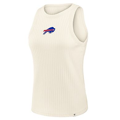 Women's Fanatics Cream Buffalo Bills Star Play Tri-Blend Ribbed Tank Top