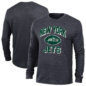 Men's Champion Heather Black New York Jets Ultimate Tri-Blend Long Sleeve T-Shirt
