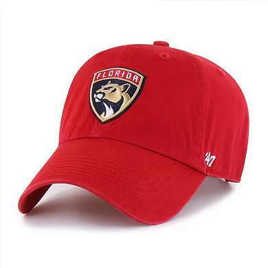Men's '47 Red Florida Panthers Logo Clean Up Adjustable Hat