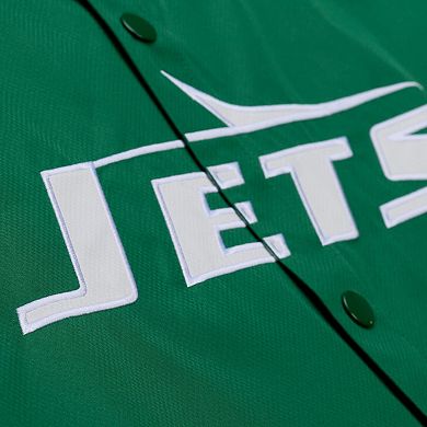 Men's Mitchell & Ness Green New York Jets Coaches Full-Snap Hooded Windbreaker Jacket