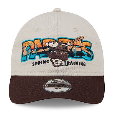 Youth New Era Stone/Brown San Diego Padres 2026 Spring Training Fan Pack Batter 9TWENTY Adjustable Hat