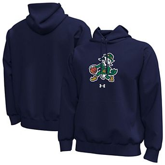 Men's Under Armour Navy Notre Dame Fighting Irish Basketball Leprechaun Fleece Hoodie