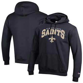 Men's Champion Black New Orleans Saints Powerblend Arch over Logo Hoodie