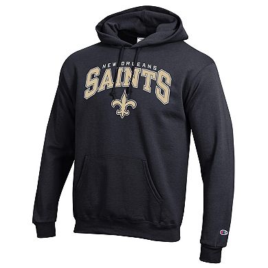 Men's Champion Black New Orleans Saints Powerblend Arch over Logo Hoodie