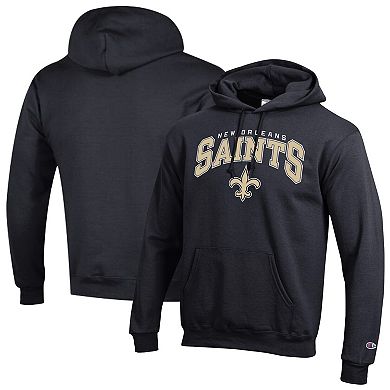 Men's Champion Black New Orleans Saints Powerblend Arch over Logo Hoodie